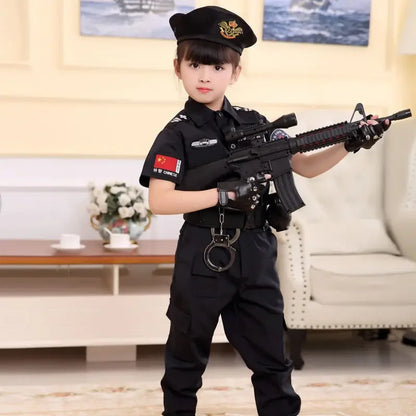 2023 New Children Boys Girls Funny Policeman Costumes Kids Police Uniform Cosplay Clothing Suit Halloween Party Carnival Gift