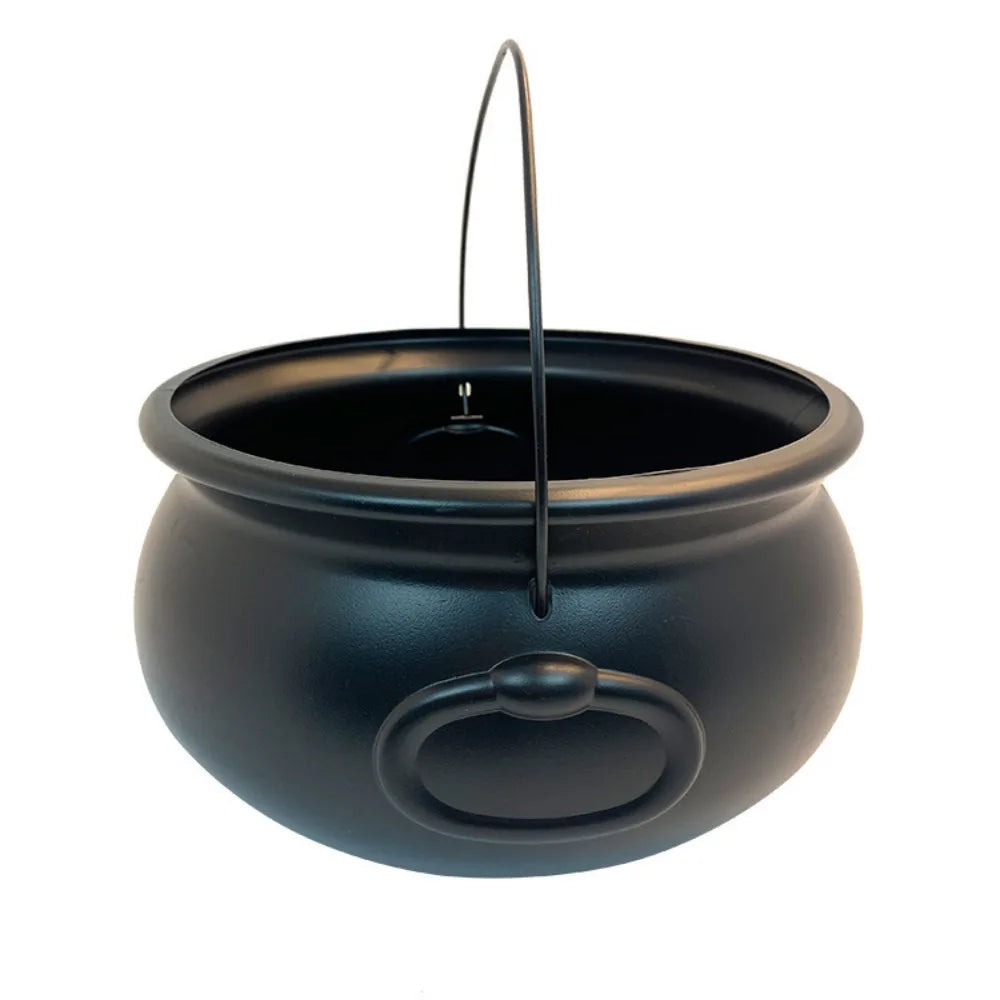 Festival 32cm Halloween Cauldron Black Extra-large Candy Bowl Plastic Classical Witch Cauldron Bucket St. Patrick's Day