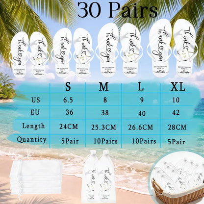 6-48Pairs Flip Flops for Wedding Wedding Slippers with Size Cards and Bags Wedding Favors for Guests Bachelorette Beach Pool