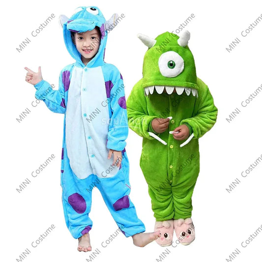 Monster Mike Cosplay Kigurumi Children Kid'S Sully Costumes Funny Halloween Jumpsuit Boys Girls Pajamas Flannel Suit 2025