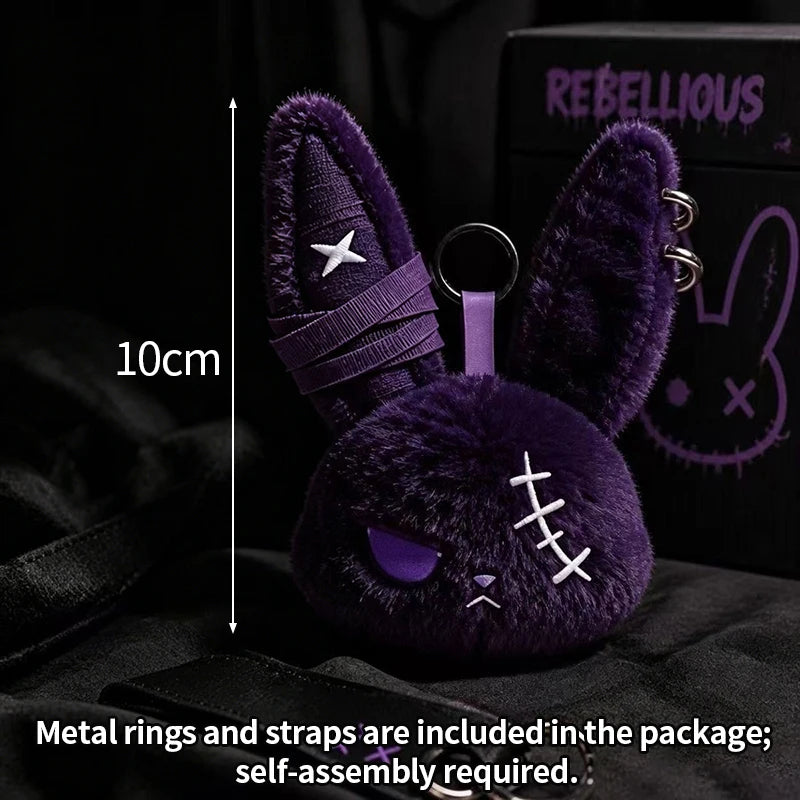 Horror Bunny Keychains Dark Rabbit Keyring Cute Bunny Keychain for Bag Charm Accessories Halloween Birthday Gifts