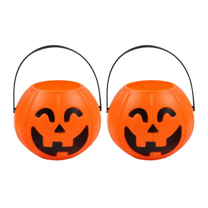 Halloween Pumpkin Treat Pail Portable Jack-O-Lantern Buckets Trick Or Treat Decoration For Kids Halloween Party Favors Room Deco