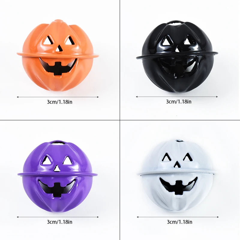 12pcs Halloween Jingle Bells Mini Pumpkin Head Bells for Home Party Tree DIY Hanging Pendant Happy Halloween Festival Ornament