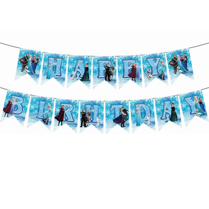 Frozen Kids Birthday Party Decoration Tableware Cups Plates Napkins Tablecloths Banners Gift Bags Cake Top Baby Shower Supplies