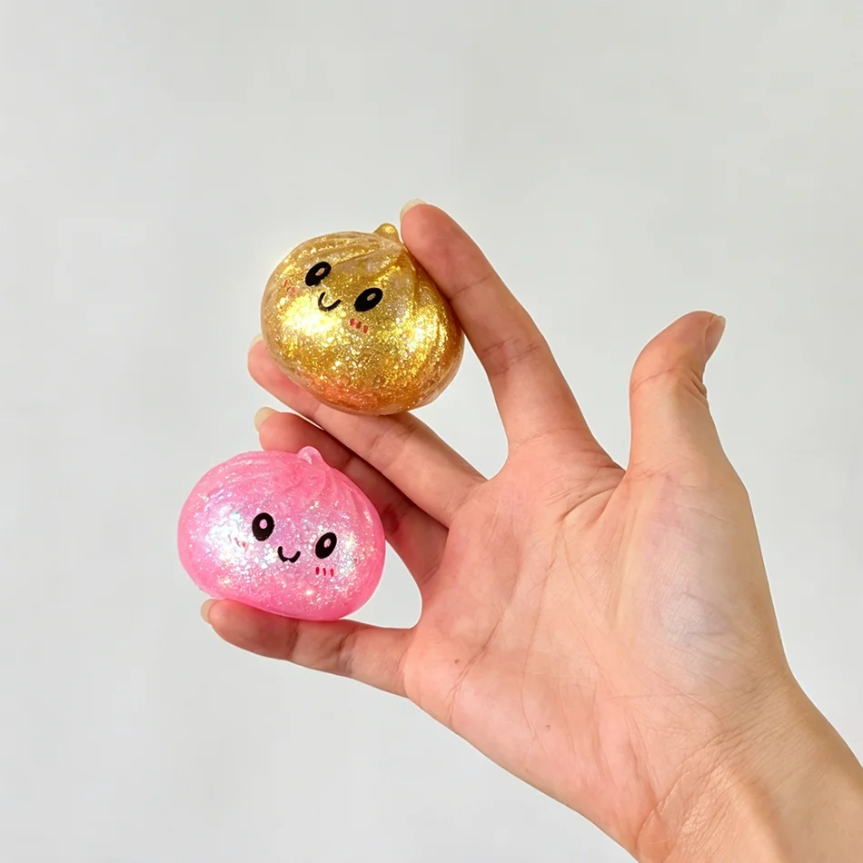 1-24pcs Glitter Dumpling Glitter Dumpling Squishy with Box Dumplings Sensory Squeeze Toy for Stress Relief Toys