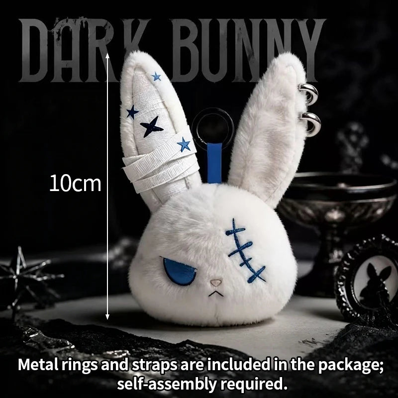 2/3/6/9Pcs Halloween Rabbit Plush Keychain Gothic Bunny Trinket Key Chain Backpack Pendant Car Key Ring Bag Charms Holiday Gift