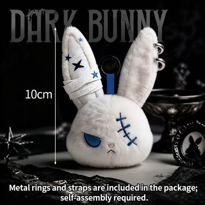 2/3/6/9Pcs Halloween Rabbit Plush Keychain Gothic Bunny Trinket Key Chain Backpack Pendant Car Key Ring Bag Charms Holiday Gift