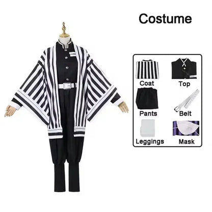 Anime Demon Slayer Kimetsu No Yaiba Iguro Obanai Haori Kimono Cosplay Costume Wig Snake Props For Halloween Carnival Party