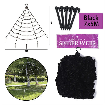 1pc Giant Spider Web Halloween Decoration Outdoor Courtyard and Lawn Spider Web Terror Courtyard Decoration Design