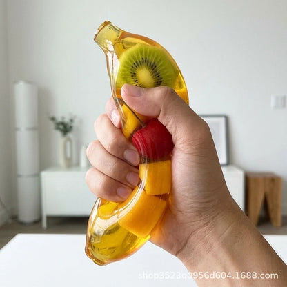Jumbo Banana Squishy Stress Relief Toy Transparent Gel Squeeze Toy Fruit Filled Soft Sensory Fidget Toy for Kids Adults