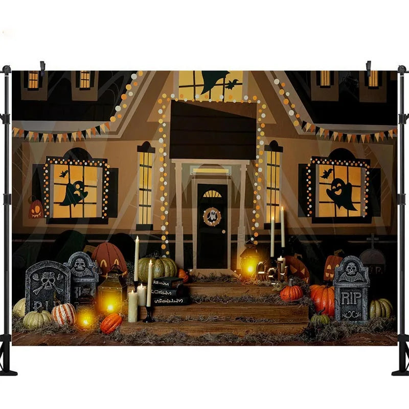 LS Halloween Pumpkin Shop Backdrops Child Baby Photo Props Adult Kids Decors Photography Trick or Treat Photo Studio Backgrounds