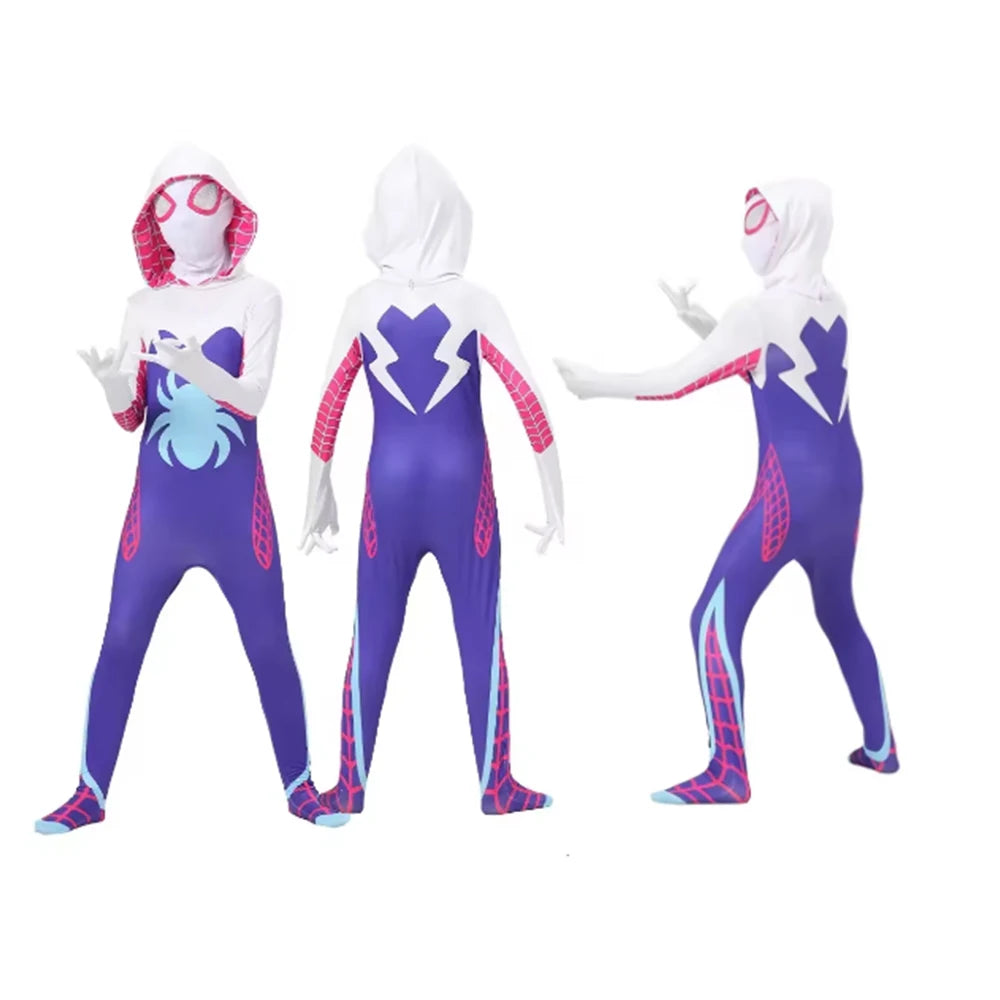 Adult Kids Gwen Stacy Spider Costume Gwenstacy Cosplay Superhero ReBodysuit Red Jumpsuit Women Girls Christmas Clothes Halloween
