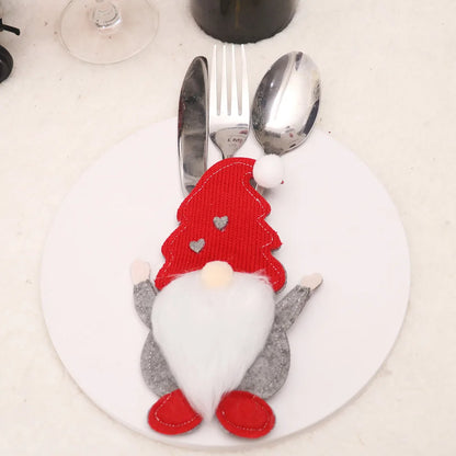 1/3pc Christmas Cutlery Set XMAS Elder Snowman Elk Doll Knife Fork Cutlery Set Cloth Art Knife And Fork Set Decoration For XMAS