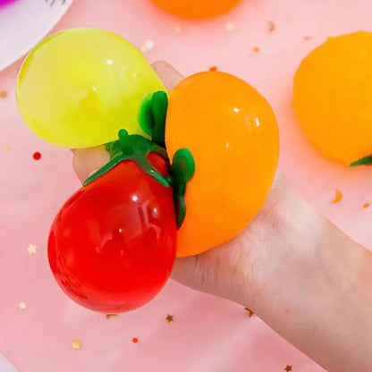 Simulation Fruit Squeeze Water Ball Tomato Strawberry Sensory Stress Relief Toy Funny Soft Squishy Birthday Gift for Kids