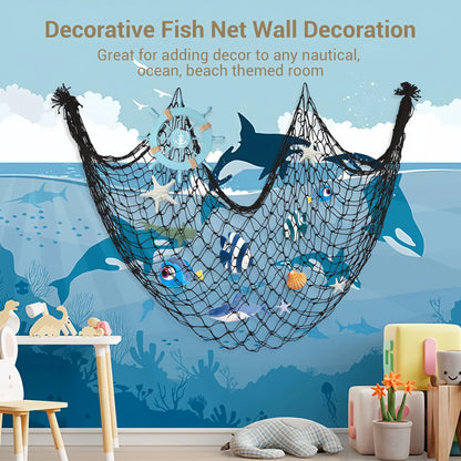 80x40 Inch Fishing Net Decor, Thick Natural Material Nautical Mesh, Wall Table Ceiling Decoration for Halloween Christmas Party