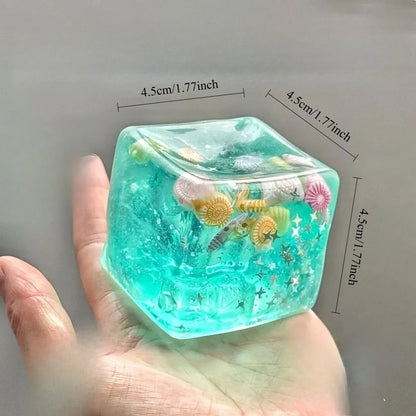 Taba Squishy Stress Balls Cube - Ocean Sensory Fidget Toy Slow Rise Squishy Toys for Adults Squeeze Relax Gift