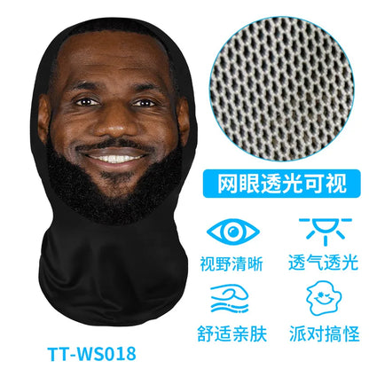 New 3D Printed Funny Mask Elastic Mesh Disguise Full Face Mask for Men Women Cosplay Headwear Hip Hop Fashion Hood Hat Headgear