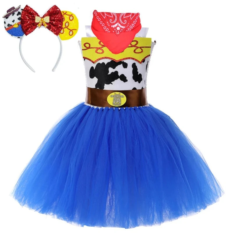 Toy Jessie Clothing for Girls Birthday Party Clothes Kids Girl Christmas Halloween Fancy Lined Dresses Woody Cowgirl Tutu Outfit