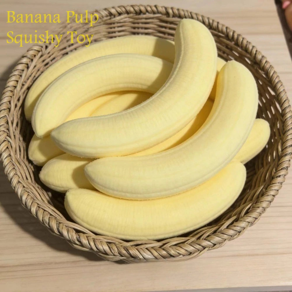 Stress Relief Banana Pulp Squishy Toy, PU Slow Rebound Sensory Fidget Ball, Milky Scent Non-Edible Soft Durable for Adults Kids