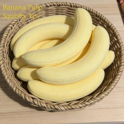 Stress Relief Banana Pulp Squishy Toy, PU Slow Rebound Sensory Fidget Ball, Milky Scent Non-Edible Soft Durable for Adults Kids