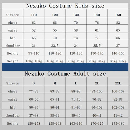 Adult Kids Anime Kamado Nezuko Costume Cosplay Earrings Figure Mask Keychain Shoes Wig Tooth Woman Girl Kimono Gift