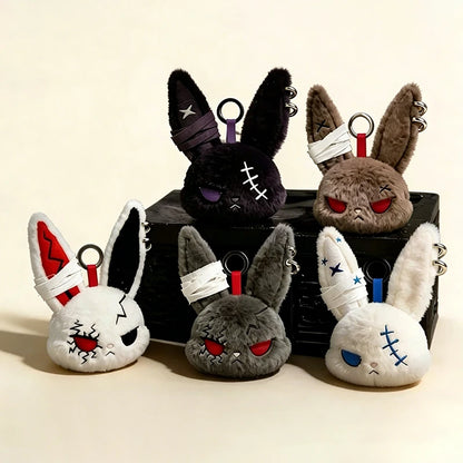 Horror Bunny Keychains Dark Rabbit Keyring Cute Bunny Keychain for Bag Charm Accessories Halloween Birthday Gifts