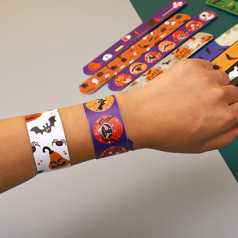 Halloween Decorations Snap Bracelet Halloween Wristband Cosplay Prop Accessiories Pumpkin Ghost Halloween Party Favor Gifts Slap