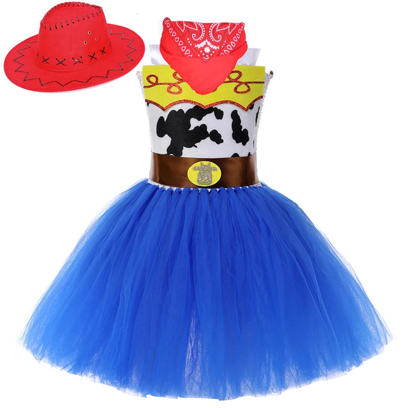 Toy Jessie Clothing for Girls Birthday Party Clothes Kids Girl Christmas Halloween Fancy Lined Dresses Woody Cowgirl Tutu Outfit