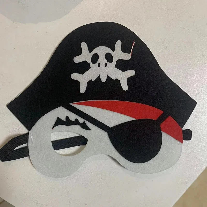 Kids Pirate Costume Black Vest with Eyeshade Hat Pirate Hook and Bag Set for Children Boy Halloween Theme Party Cosplay Dress Up
