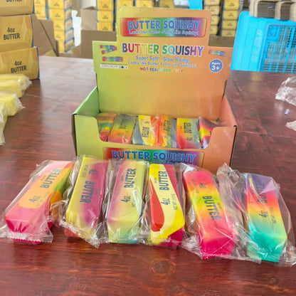1/6PCS Rainbow Butter Squishy Toys Slow Rising Anxiety Stress Relief Fidget Toys Squeeze Butter Stick Sensory Toy Party Favors