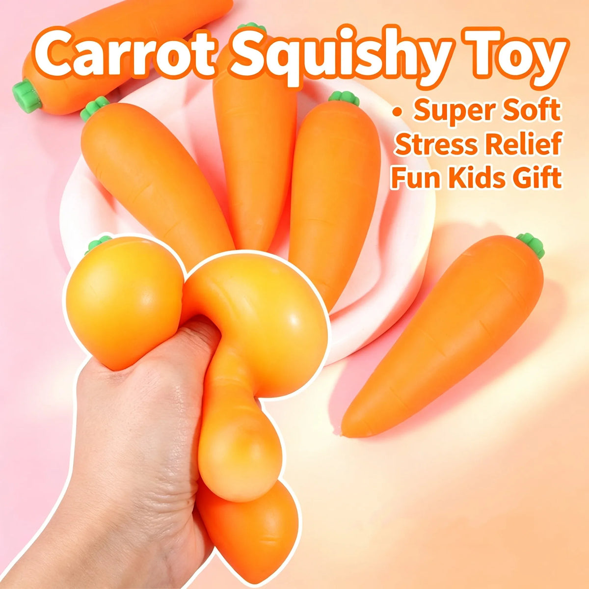 Carrot Squishy Fidget Sensory Toy Elastic Vent Stress Relief Portable Dorm Leisure Party Favor Present Anti-stress Toys Adults