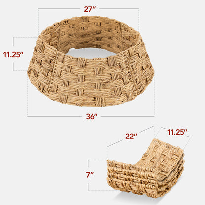 Basket Woven Hyacinth Christmas Holiday Tree Collar - 36in