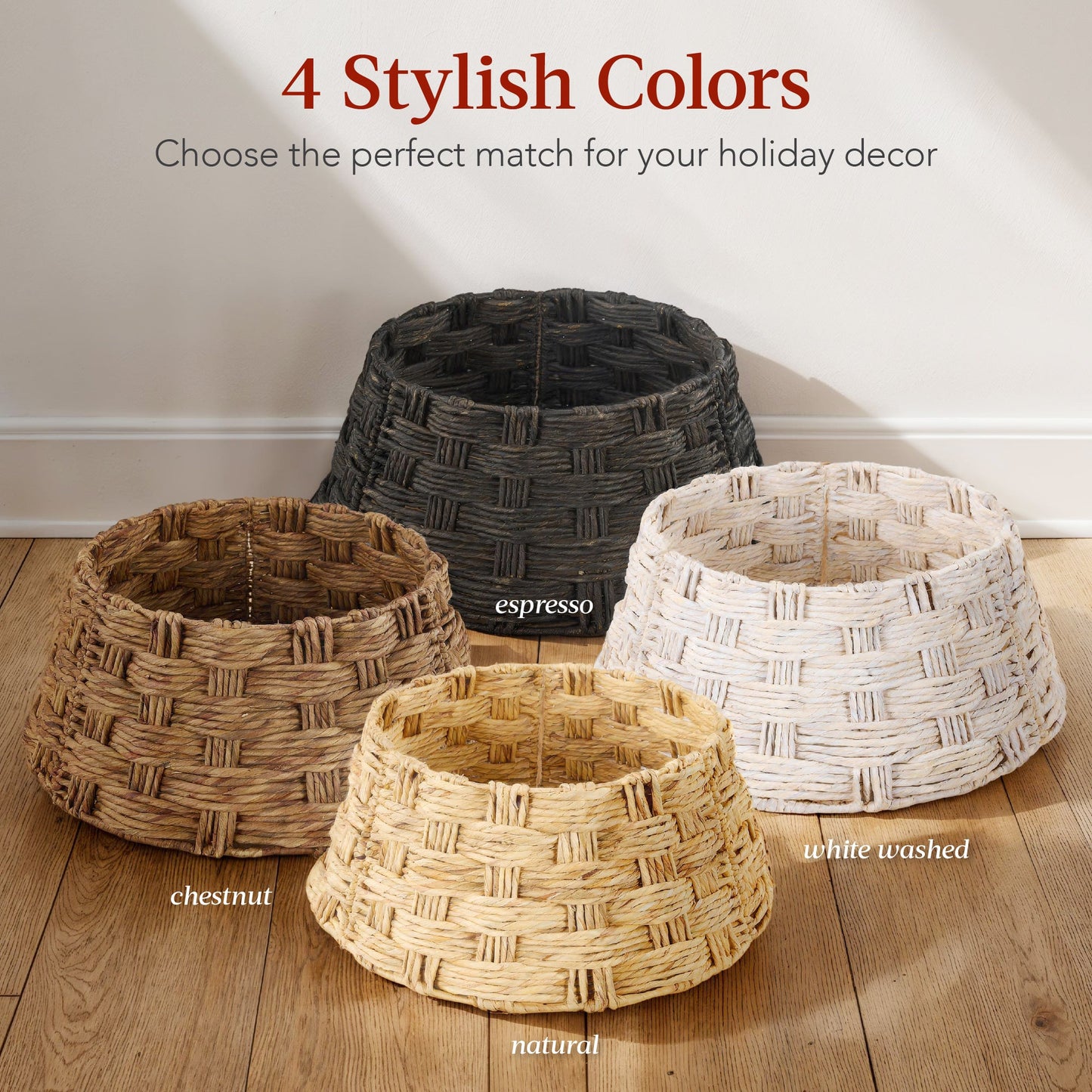 Basket Woven Hyacinth Christmas Holiday Tree Collar - 36in