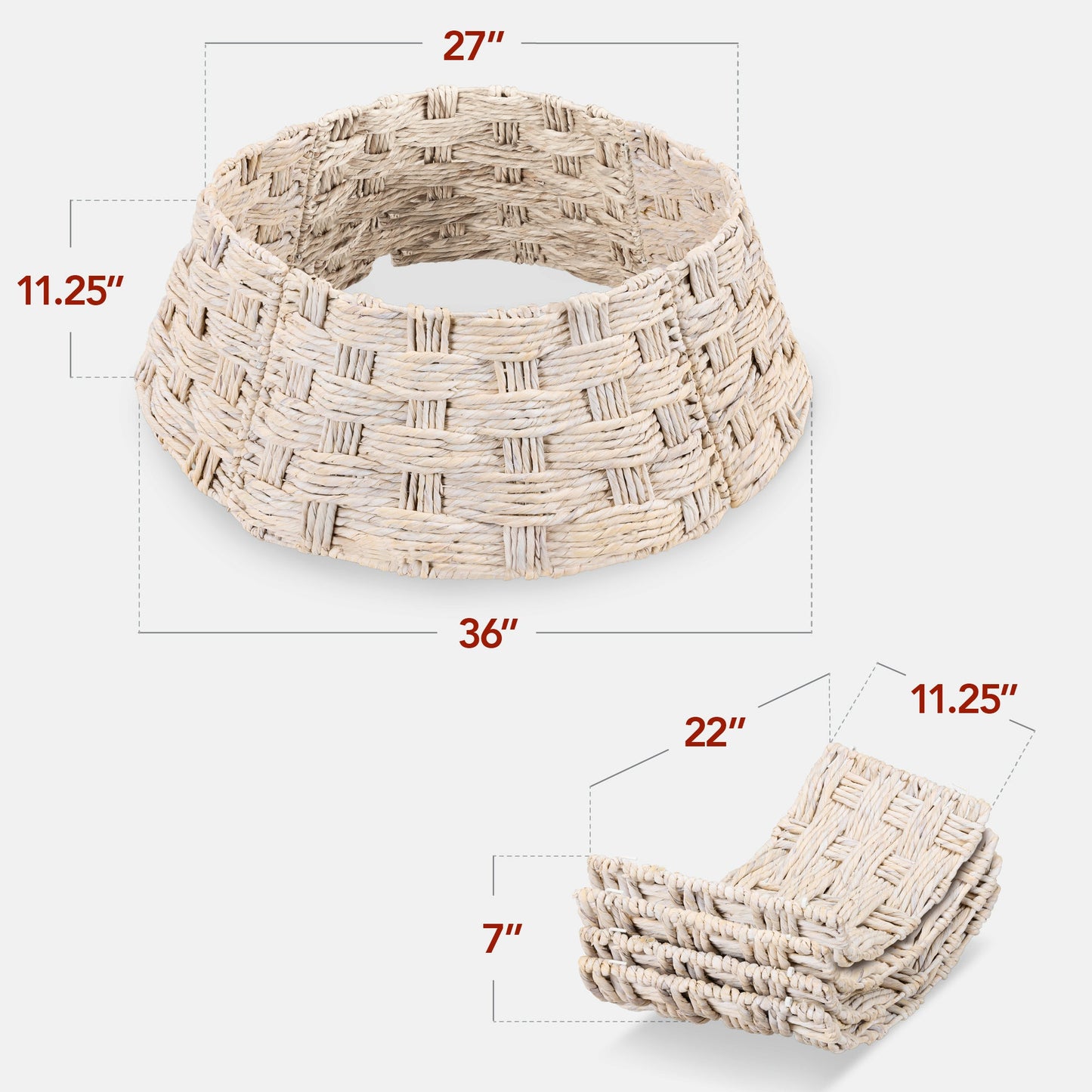 Basket Woven Hyacinth Christmas Holiday Tree Collar - 36in