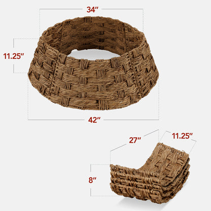 Basket Woven Hyacinth Christmas Holiday Tree Collar - 42in