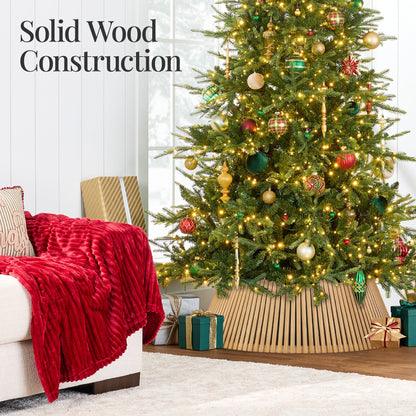 Christmas Tree Collar, Solid Wood Slatted Tree Accessory - 36in