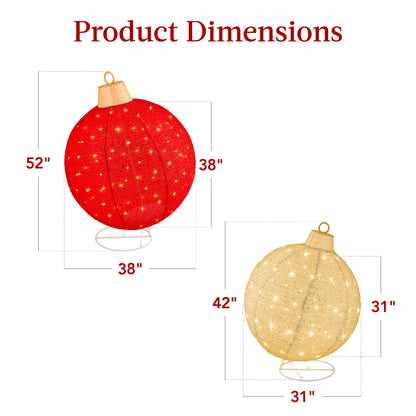 2pc Lighted Pop-Up Christmas Ornaments Decoration w/ 220 LED Lights, Stand