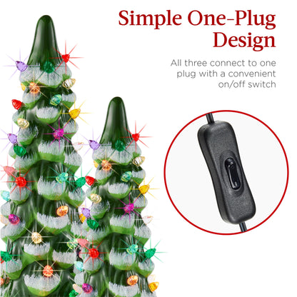 Set of 3 XL Pre-Lit Ceramic Tabletop Christmas Trees