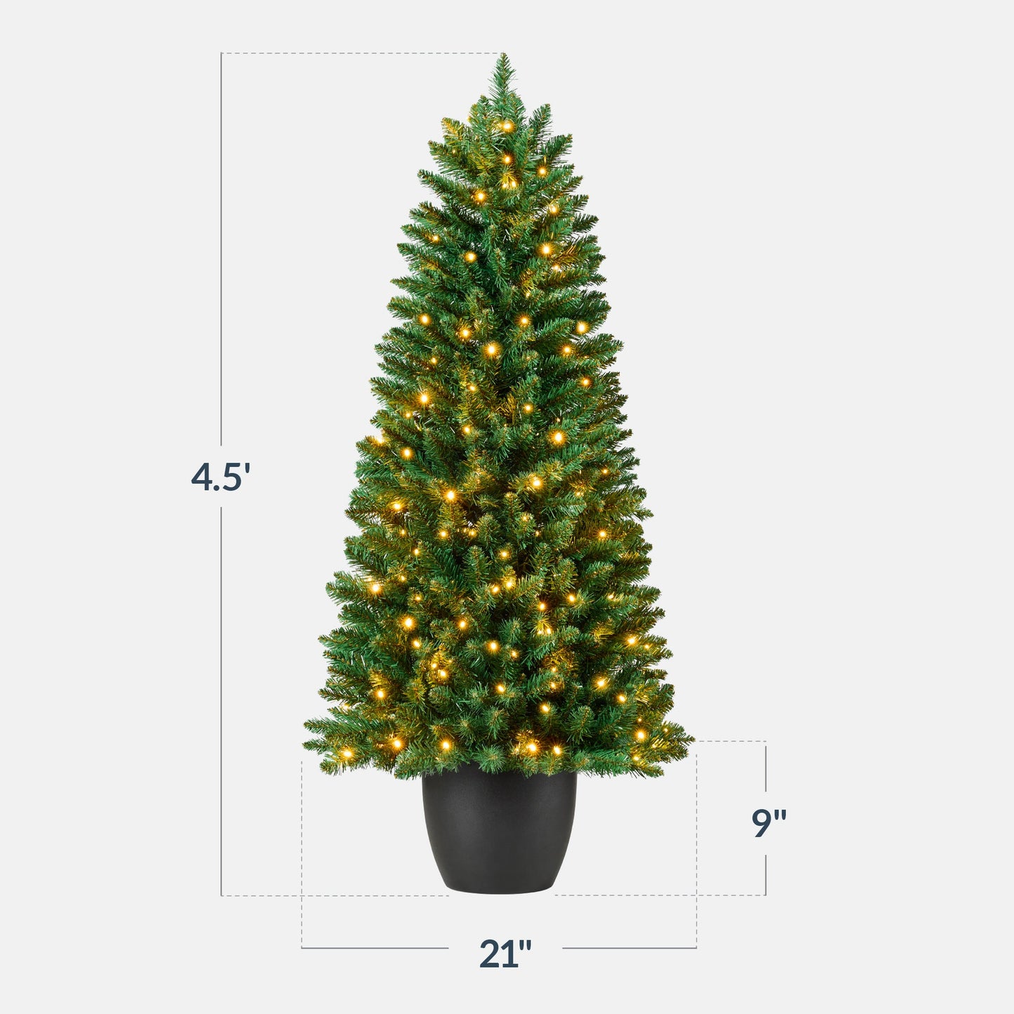 Pre-Lit Potted Christmas Tree w/ Twinkling White LEDs