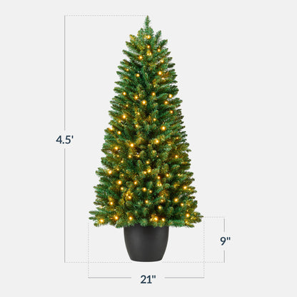 Pre-Lit Potted Christmas Tree w/ Twinkling White LEDs