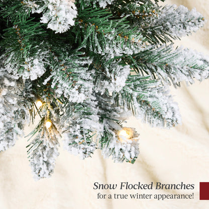 Pre-Lit Potted Flocked Christmas Tree w/ Twinkling White LEDs