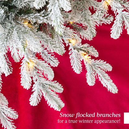 Pre-Lit Potted Flocked Christmas Tree w/Twinkling White & Multi LEDs