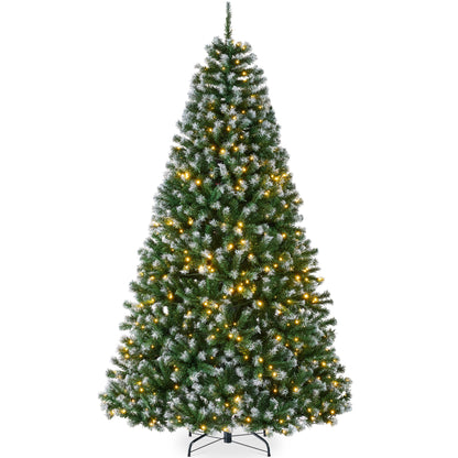 Pre-Lit Frosted Artificial Green Spruce Christmas Tree, w/Easy Assembly