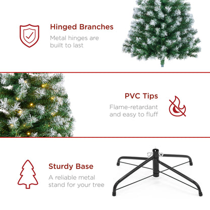 Pre-Lit Frosted Artificial Green Spruce Christmas Tree, w/Easy Assembly