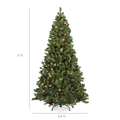 Pre-Lit Pre-Decorated Christmas Tree w/ Pinecones