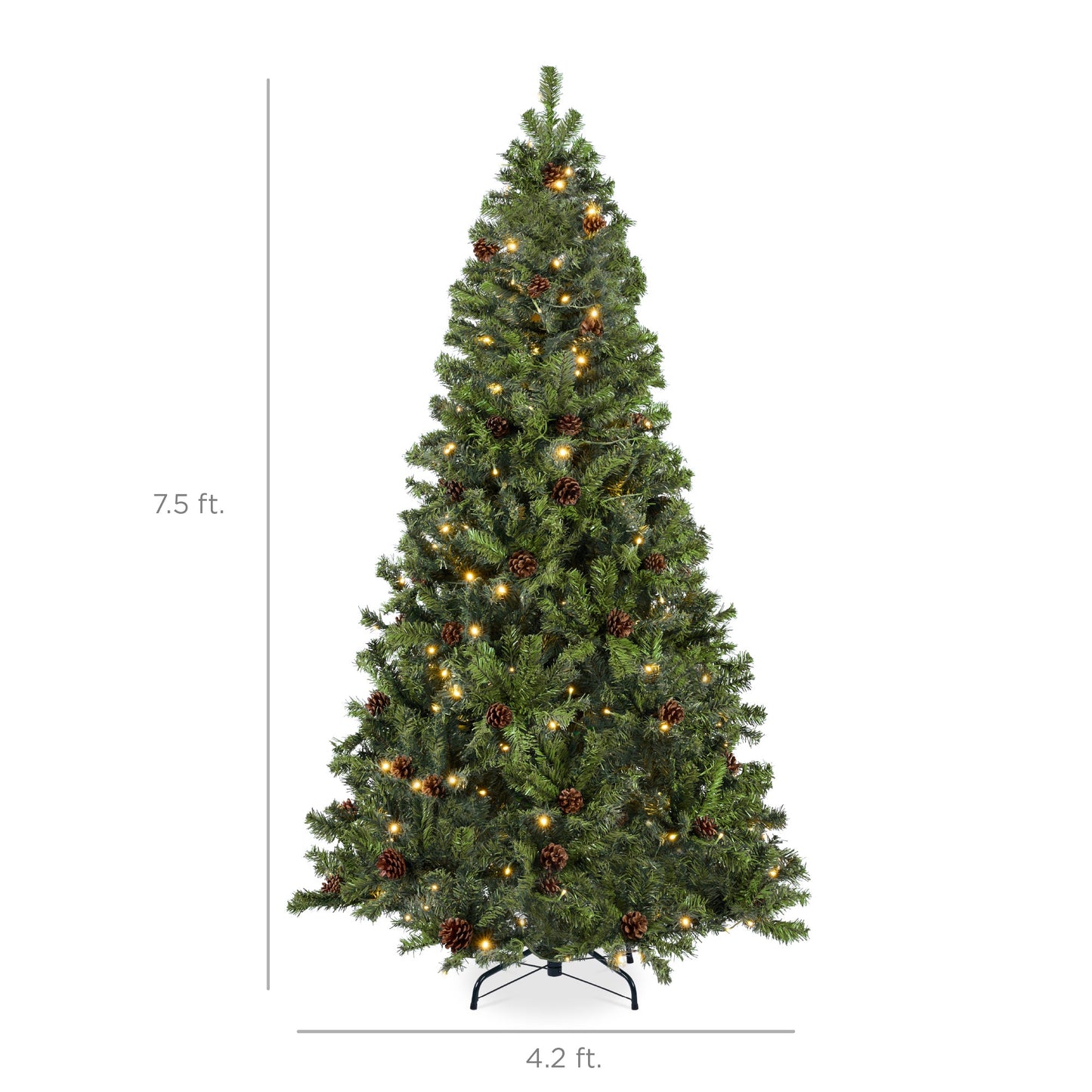 Pre-Lit Pre-Decorated Christmas Tree w/ Pinecones