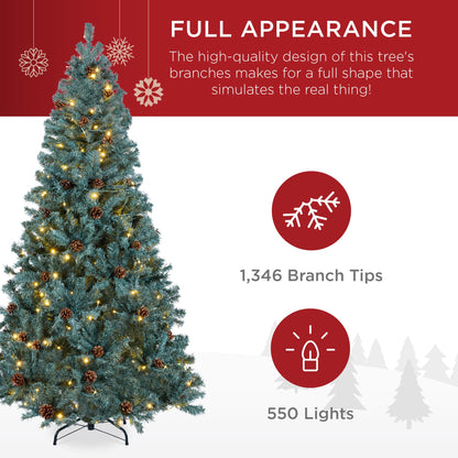 Pre-Lit Pre-Decorated Christmas Tree w/ Pinecones