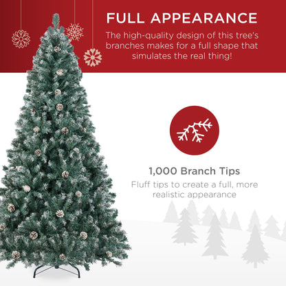 Pre-Decorated Christmas Tree w/ Pinecones, Flocked Branch Tips