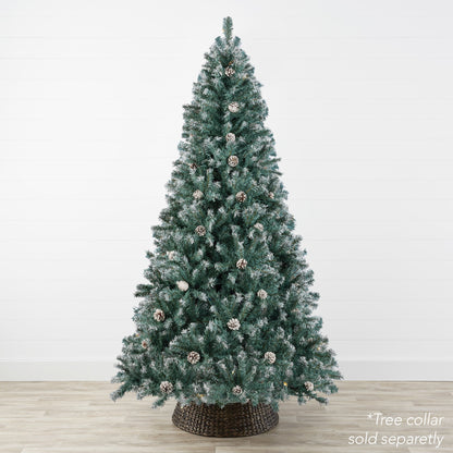 Pre-Decorated Christmas Tree w/ Pinecones, Flocked Branch Tips