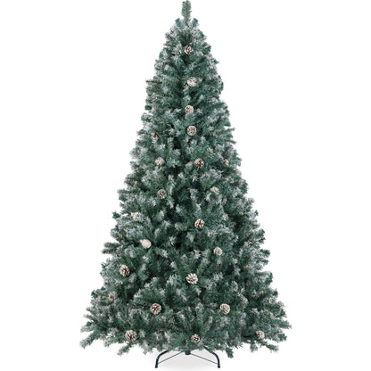 Pre-Decorated Christmas Tree w/ Pinecones, Flocked Branch Tips